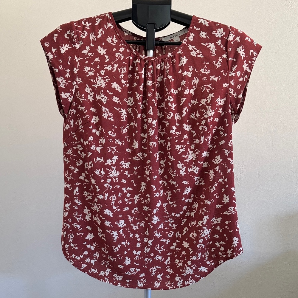 Women's Rust Floral Print Top Size Small - Picture 12 of 14